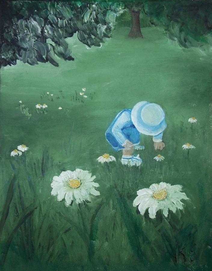 Flower Painting - Picking Flowers by Angela Stout