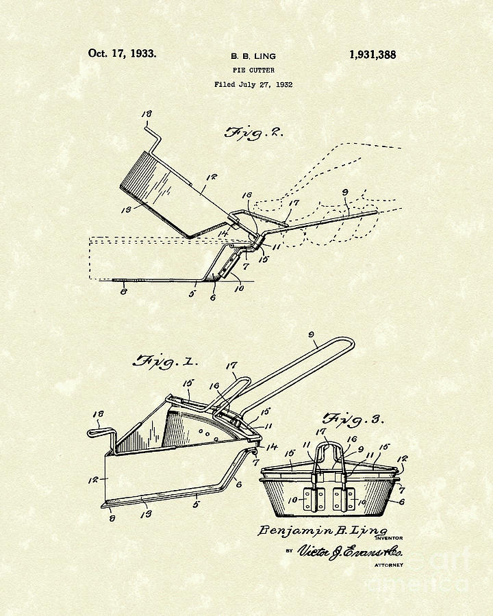 1900s Drawing - Pie Cutter 1933 by Prior Art Design