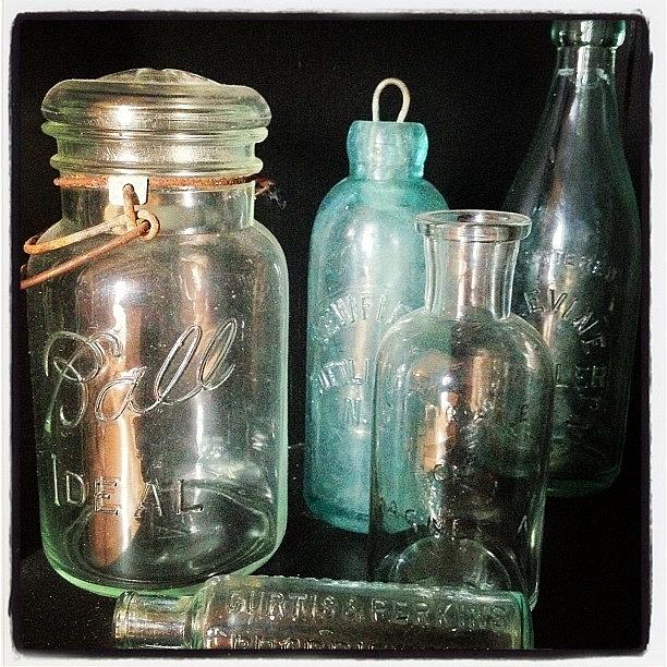Bottle Photograph - Pieces. #green, #blue, #collections by Janet DiLeonardo
