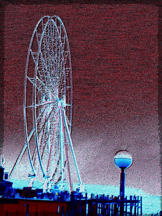 Seattle Digital Art - Pier 57 Ferris Wheel by Tim Allen