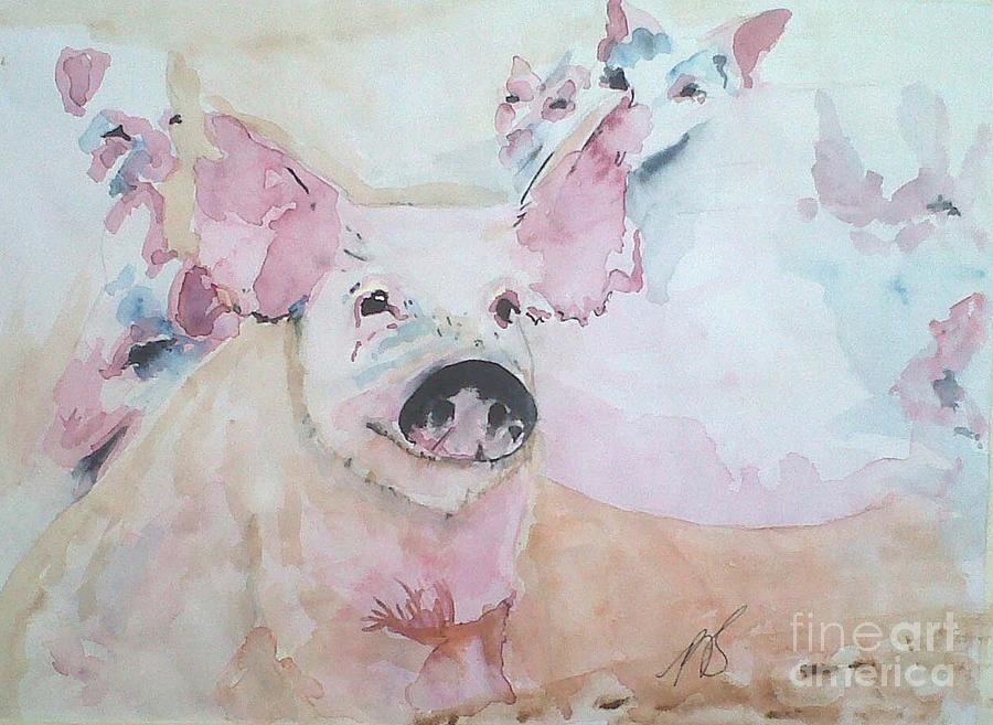 Pig Painting - Pig I. by Paula Steffensen