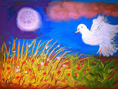 Pigeon Painting - Pigeon at Night by Mac Mood Pigeon Painting - Pigeon at Night by Mac Mood