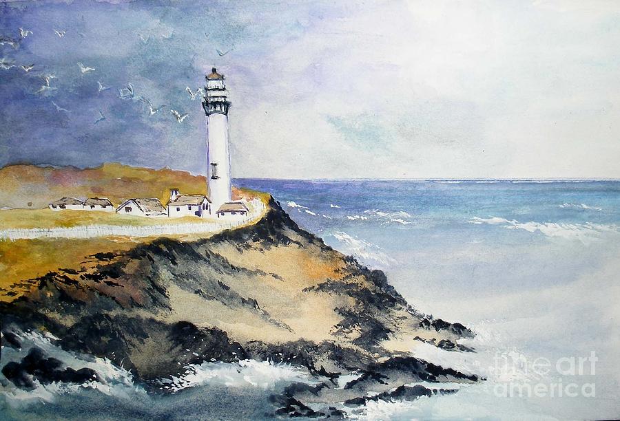 Pigeon Point Lighthouse - California Painting By Sibby S - Fine Art America