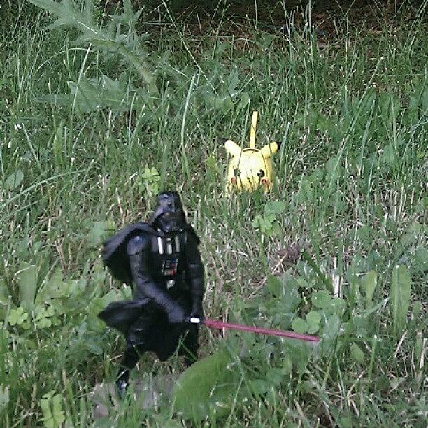 Toy Photograph - Pikachu: *whispers* pika... Darth by Chuck Caldwell
