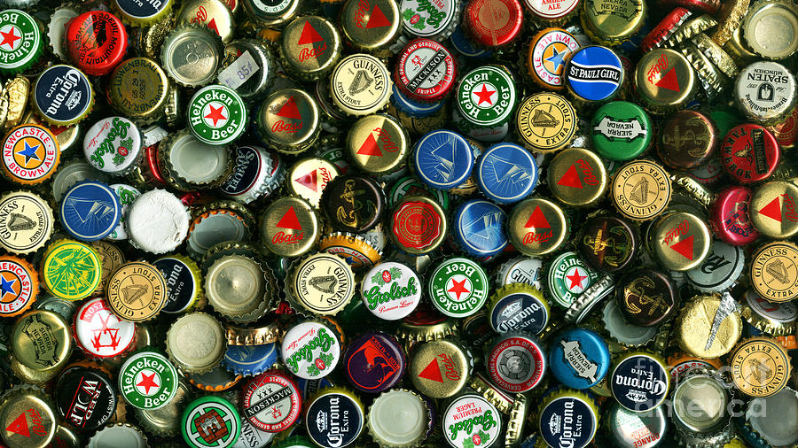 Pile of Beer Bottle Caps . 9 to 16 Proportion Photograph by Wingsdomain Art and Photography