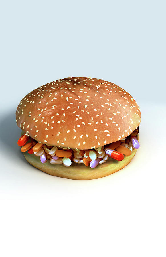 Portrait Digital Art - Pill Burger by MedicalRF.com