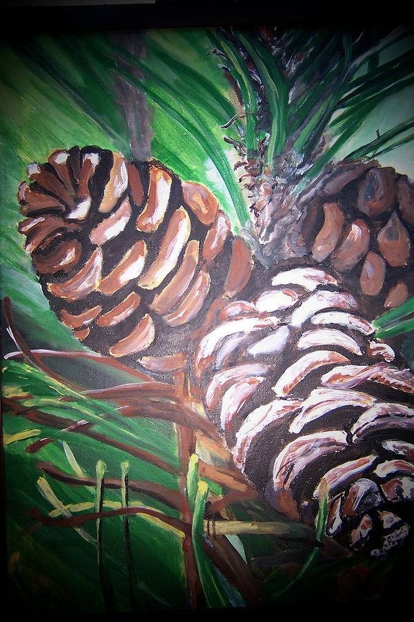 Pine Cones Painting by Krista Ouellette