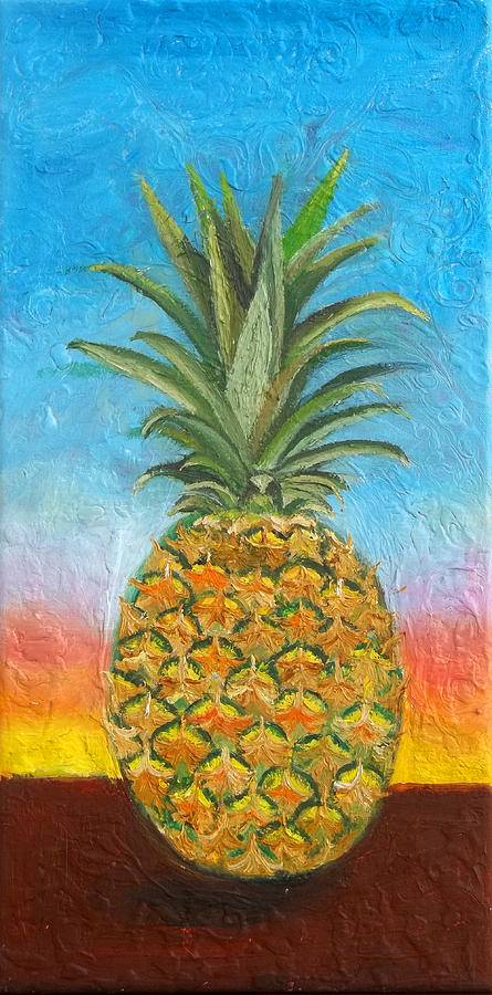 Pineapple Sunrise 2 or Pinapple Sunset 2 Painting by Anne Cameron Cutri