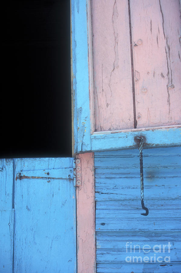 PINK AND BLUE SHUTTERS Barahona Dominican Republic Photograph by John  Mitchell