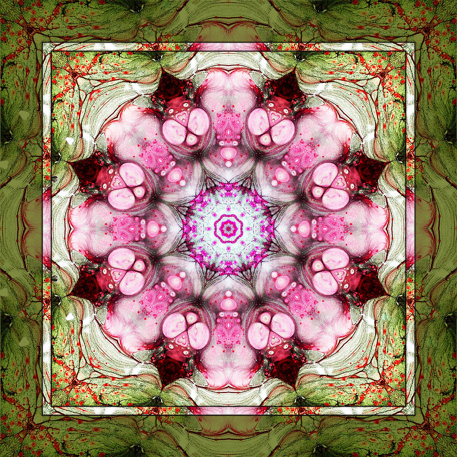 Pink and Green Kaleidoscope Digital Art by Frances Miller