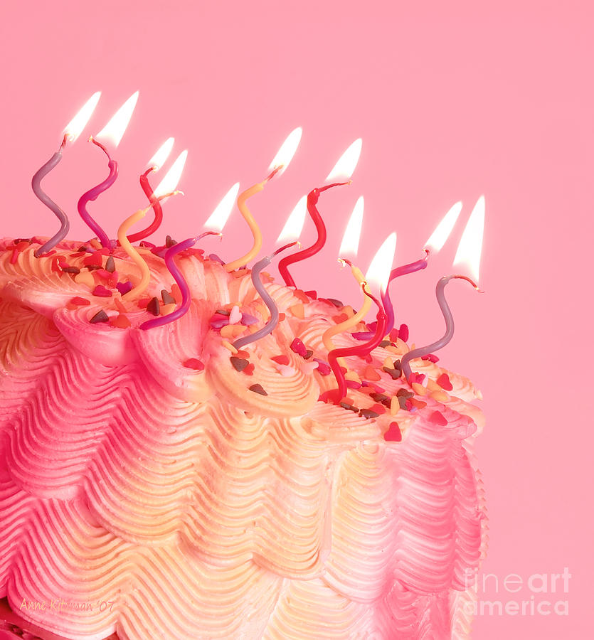 Pink and Yellow Birthday Cake Photograph by Anne Kitzman