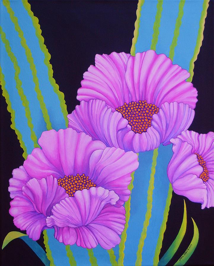 Pink Cactus Flowers Painting by Carol Sabo