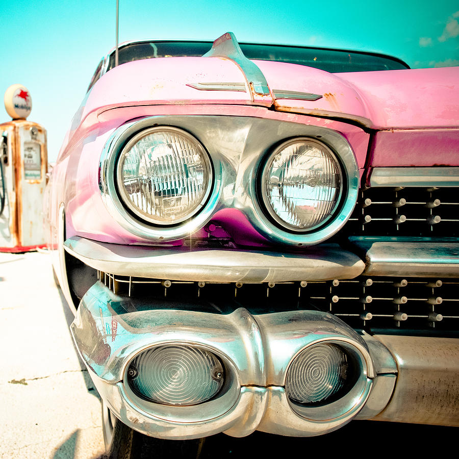 Vintage Photograph - Pink Cadillac by David Waldo