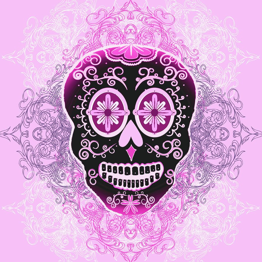 Pink Calavera Digital Art