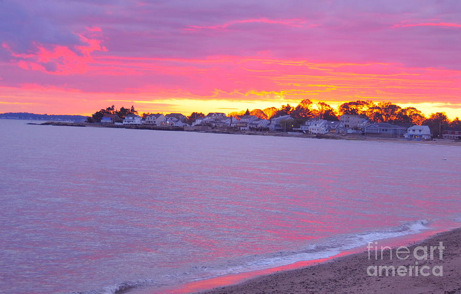 Sunset Photograph - Pink Connecticut Sunset A by Cindy Lee Longhini