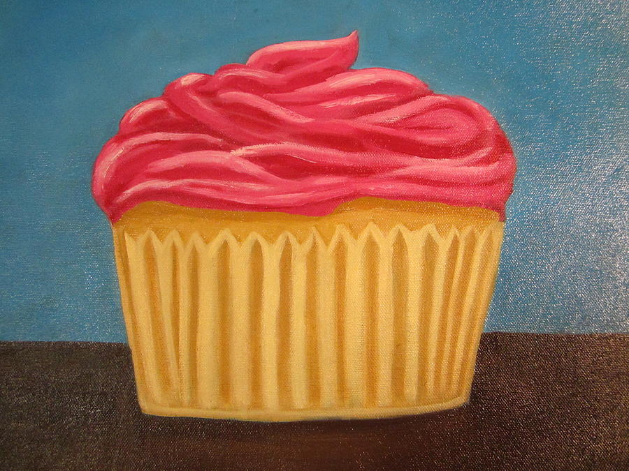 Still Life Painting - Pink Cupcake by Patricia Cleasby