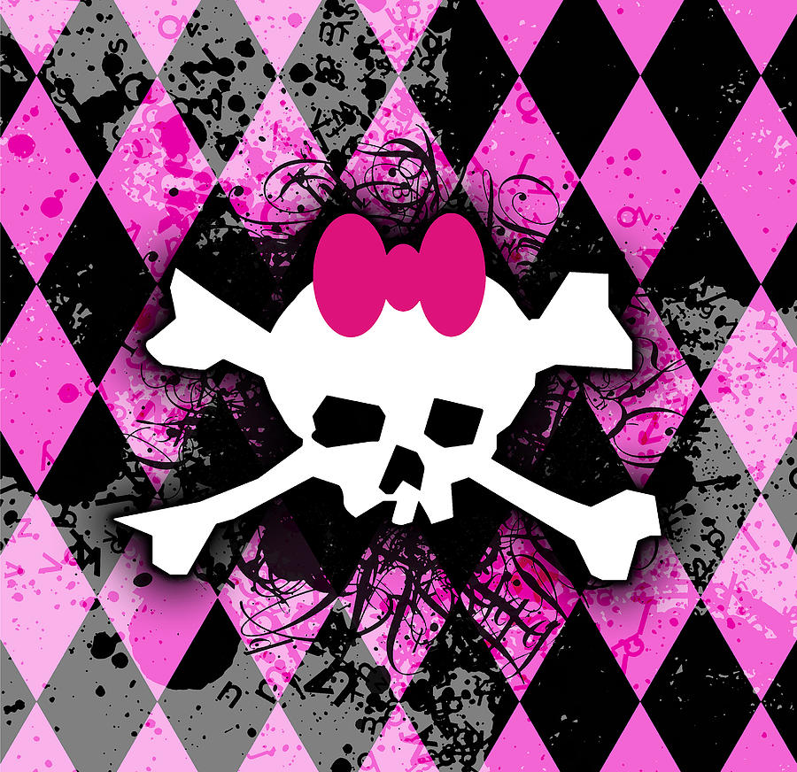 black and pink skull wallpaper