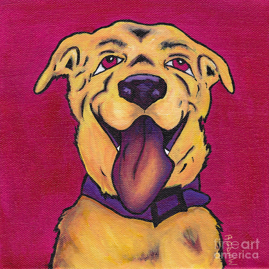 Pink Dog Painting by Robin Wiesneth