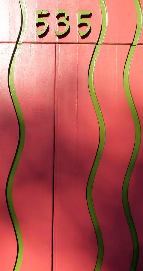 Pink Door Green Lines Photograph by Jeff Lowe