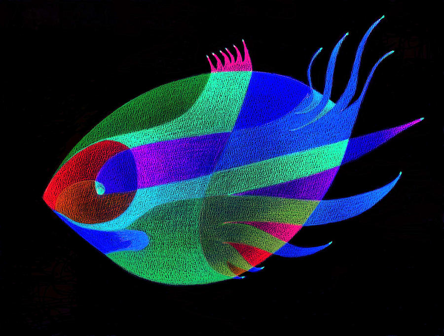 Pink Fish Inverted Colors Painting by Tatyana Zverinskaya - Fine