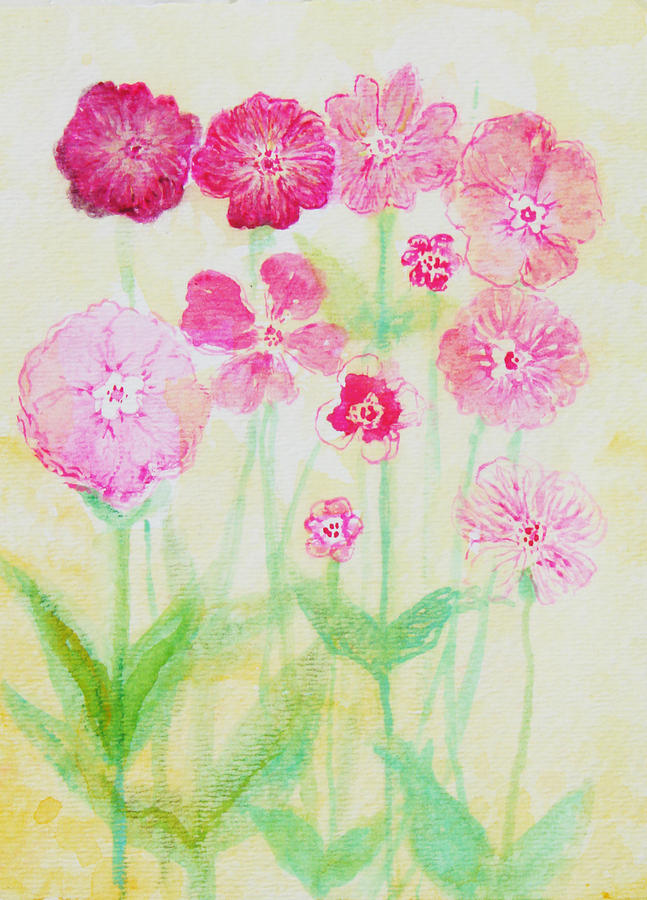 Pink Flowers Painting by Ashleigh Dyan Bayer