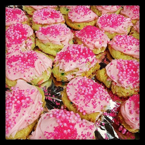 Cookie Photograph - Pink Frosted Funfetti Cookies!! Come To by Rebecca Kraut