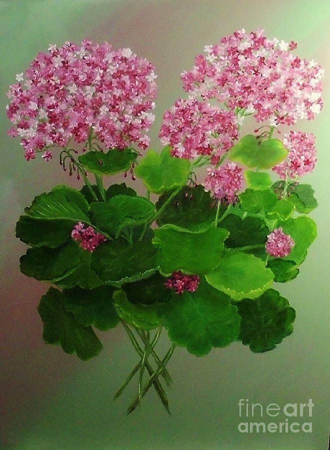 Pink Geranium Painting by Peggy Miller
