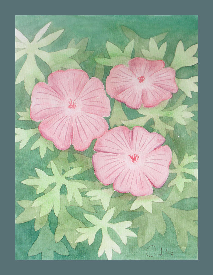 Pink Geraniums Painting by Rod Jones