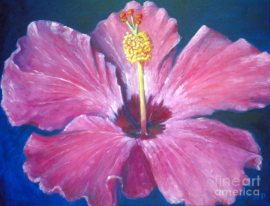 Pink Hibiscus Painting by Audrey Peaty