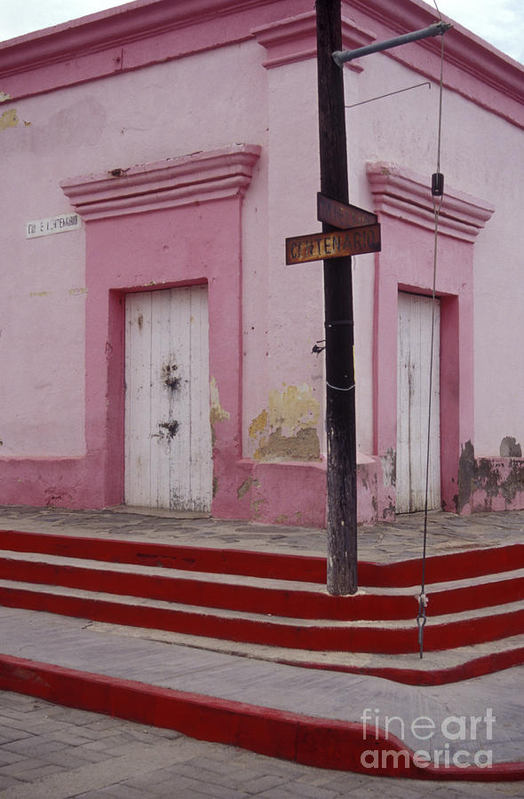 PINK HOUSE ON THE CORNER Todos Santos Mexico Photograph by John  Mitchell