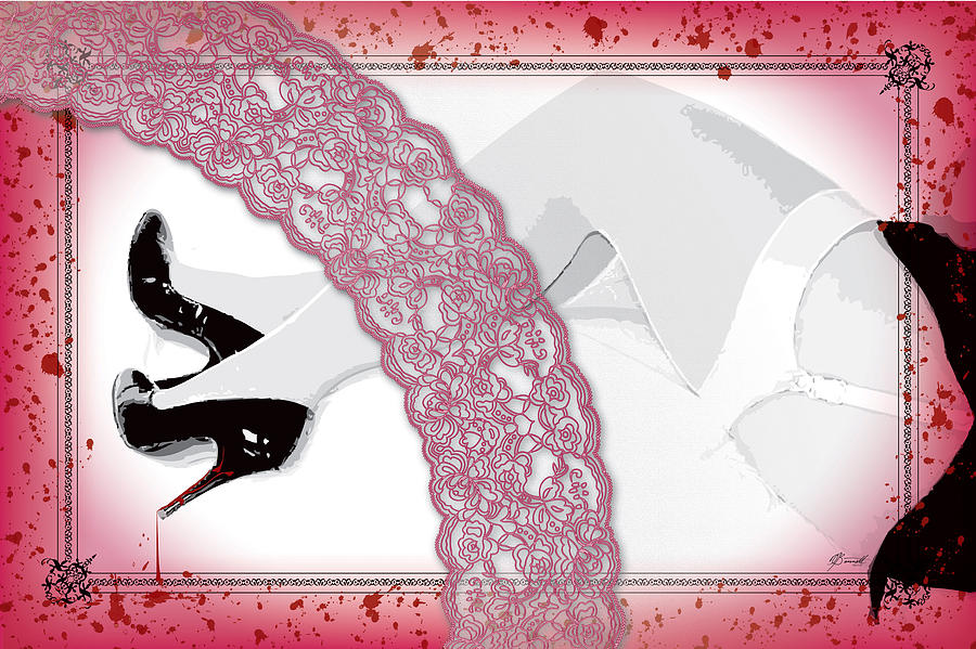 Lace Digital Art - Pink Lace and Killer Pumps by Dana Bennett
