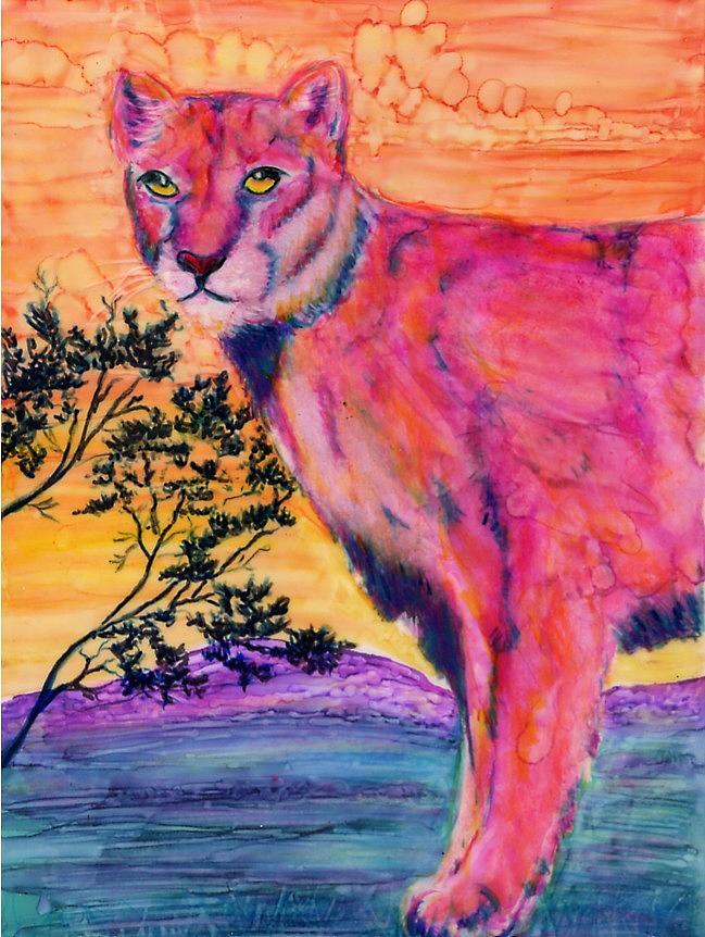 Pink Lion Mixed Media by Suzan  Sommers