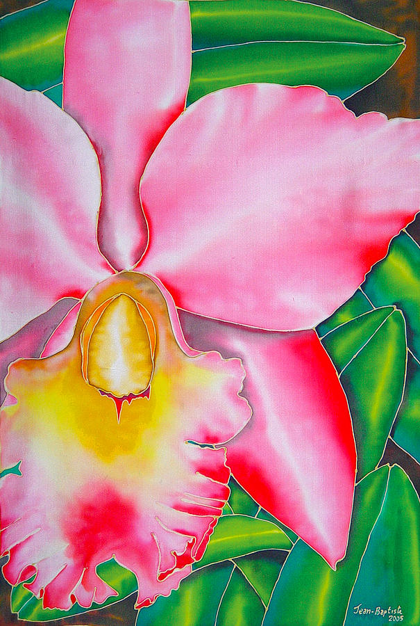 Pink Orchid Painting by Daniel Jean-Baptiste