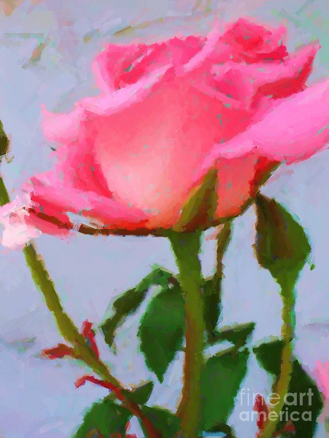Pink Rose Digital Art by Denise Dempsey Kane