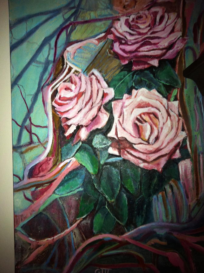 Imaginative Painting - Pink Roses by Giti Ala