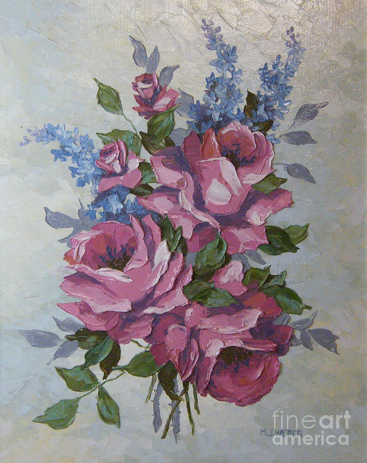 Rose Painting - Pink Roses by M J Weber
