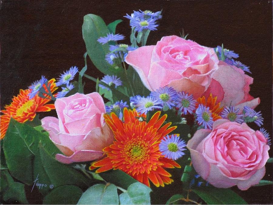 Pink Roses Painting by Phil Cusumano