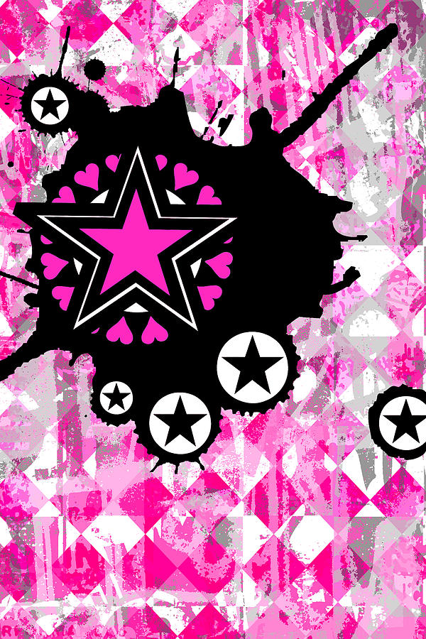 Pink Star 1 of 6 Digital Art by Roseanne Jones