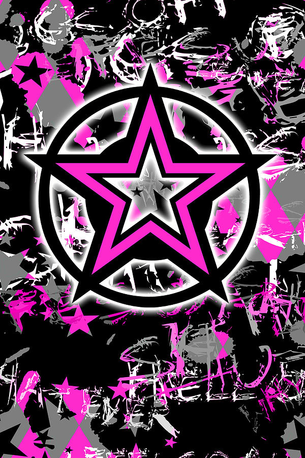 Pink Star 2 of 6 Digital Art by Roseanne Jones