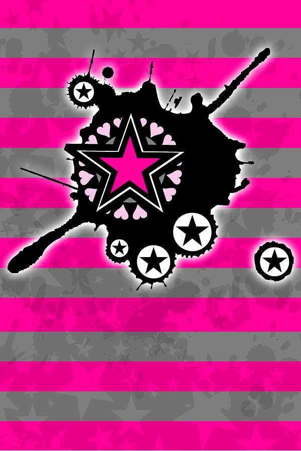 Pink Star 4 of 6 Digital Art by Roseanne Jones