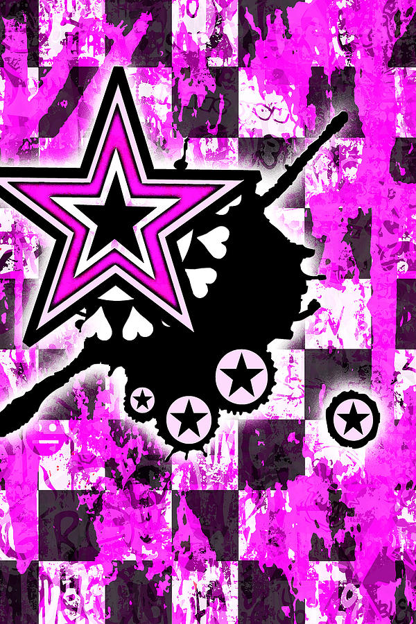 Pink Star 5 of 6 Digital Art by Roseanne Jones