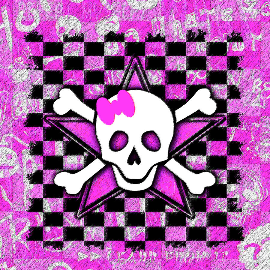 Pink Star Skull Digital Art by Roseanne Jones