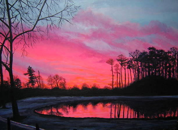 Pink Sunset Painting by Sandra Ragan