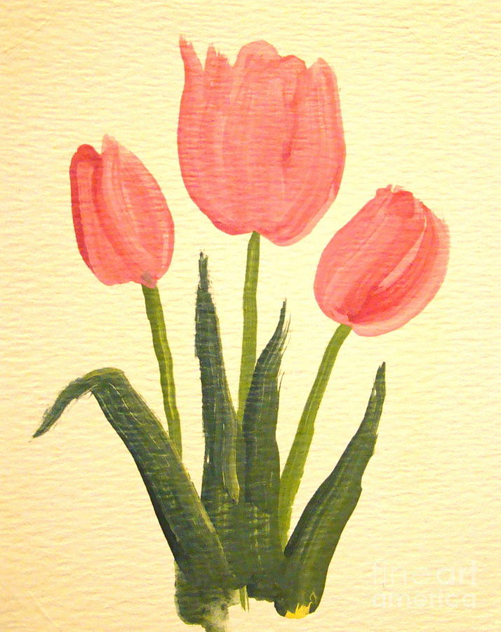 Pink Tulips Painting by Leea Baltes