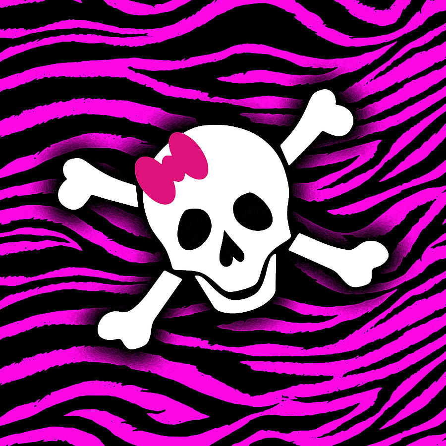 Pink Zebra Skull Digital Art