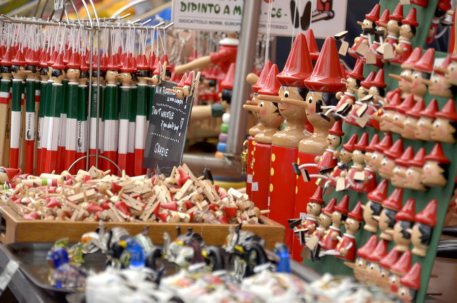 Pinocchio souvenirs in Verona Photograph by Martina Fagan