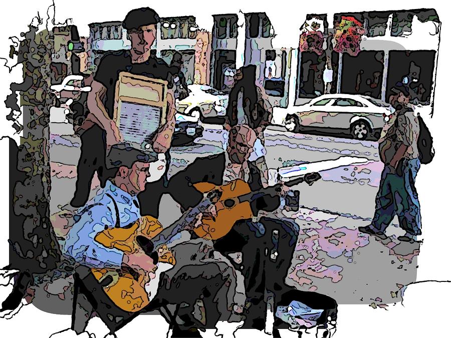 Musician Digital Art - Pioneer Square Buskers 2 by Tim Allen