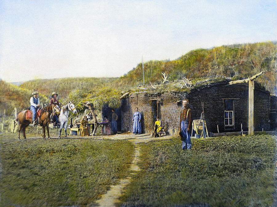 Farm Photograph - Pioneers Sod House, 1887 by Granger