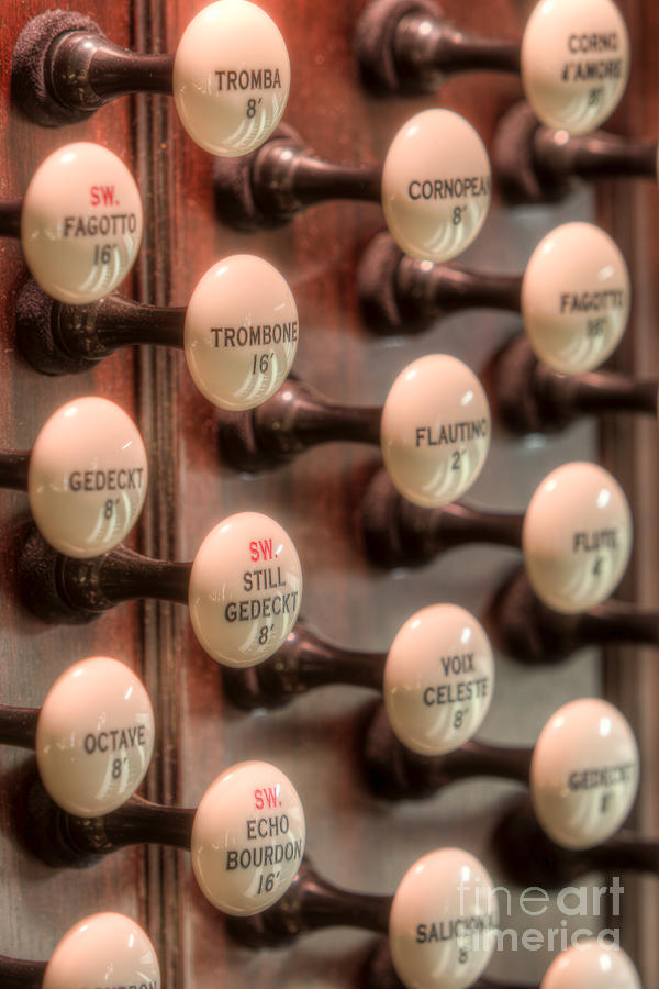 Pipe Organ Stop Knobs II Photograph by Clarence Holmes