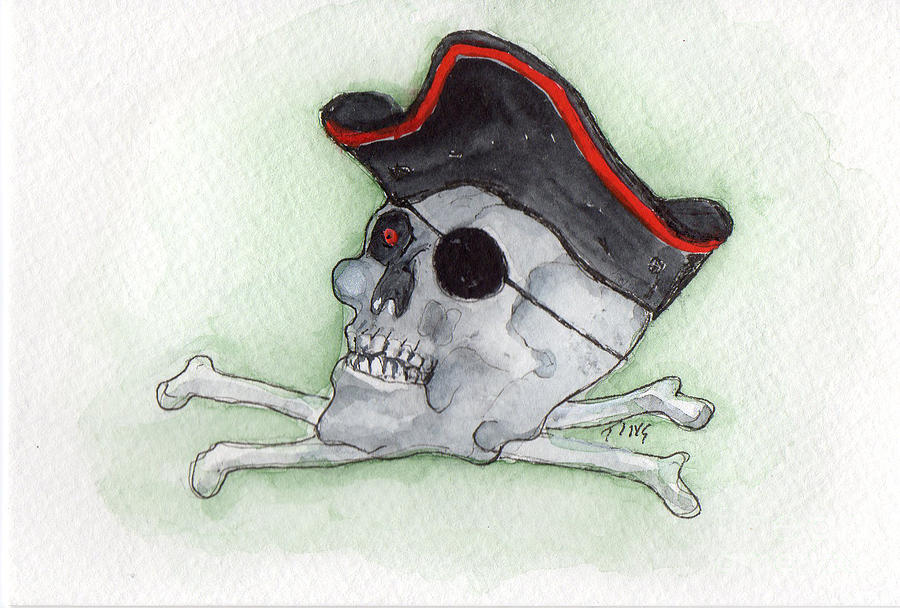 Skull Painting - Pirate Greetings by Doris Blessington
